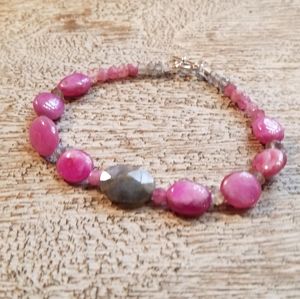 Natural ruby & labradorite gemstone bracelet